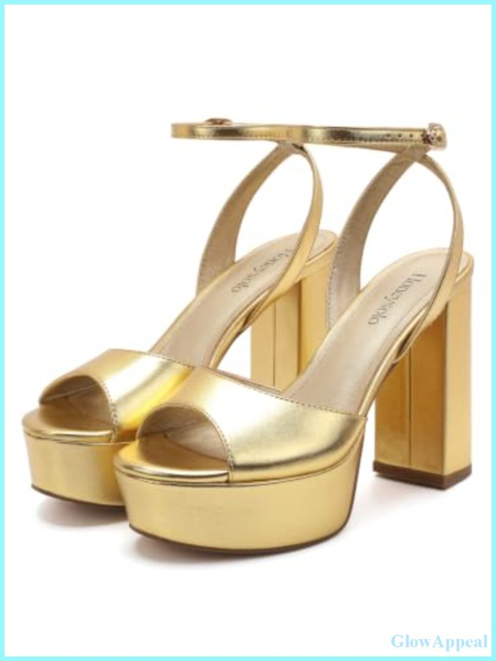 Rhinestone Platform Heels Open Toe Block Sandals Ankle Strap Party
